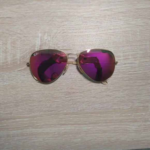 Ray-Ban Aviator Flash Sunglasses - Violet lense / Gold Frame main image 7